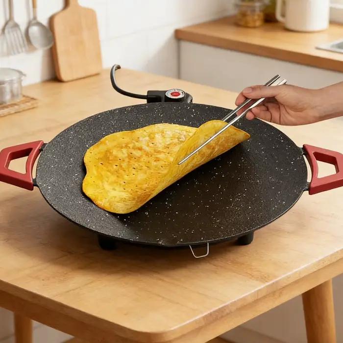 Grill électrique d'intérieur sans fumée et plaque de cuisson antiadhésive avec poignées, grill de table à chauffage rapide de 11,8 pouces pour steaks, hamburgers, crêpes