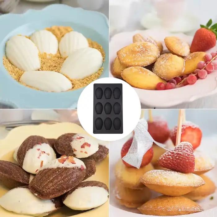 Lot de 2 moules à madeleines en silicone à 9 cavités