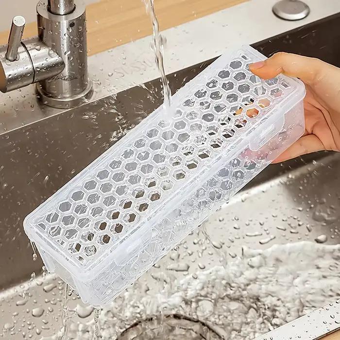 Boîte de nettoyage de vaisselle de lave-vaisselle en plastique avec Cage à baguettes cuillère égouttoir support de rangement-organisateur de cuisine panier de rangement sac