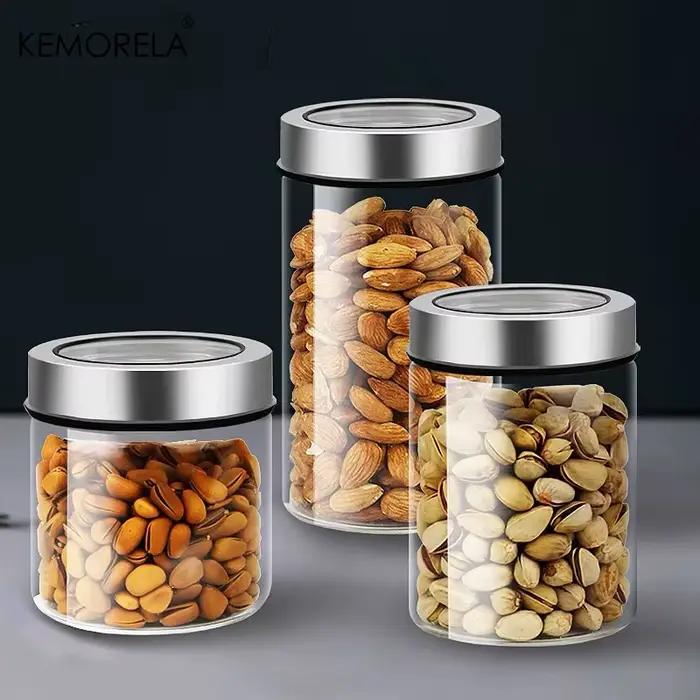 Pot de stockage de café transparent avec couvercle, verre cylindrique créatif, récipient scellé, démontrent d'avoine, céréales, collation, ménage