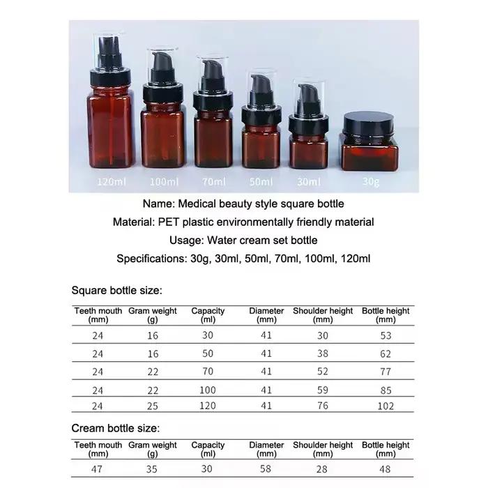 Bouteille de pulvérisation BMPEIC étanche pour soins de la peau protection UV 30/50/70/100/120ml avec couvercle de pompe pour voyages et rangement cosmétique en plastique multicolore