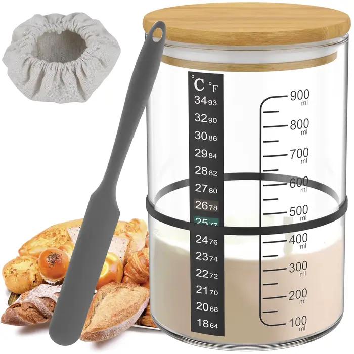 Pot de levain 900 ml en verre transparent pour fermentation et cuisson chez vous occassions spéciales fromage bière maison