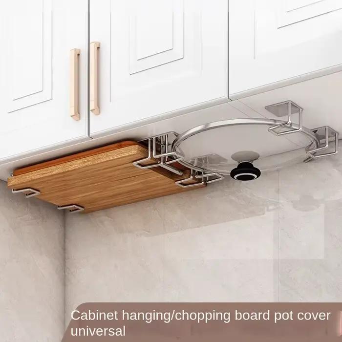 Support de rangement de cuisine en acier inoxydable non perforé pour couvercles de casseroles et planches à découper occasions spéciales décoration et organisation