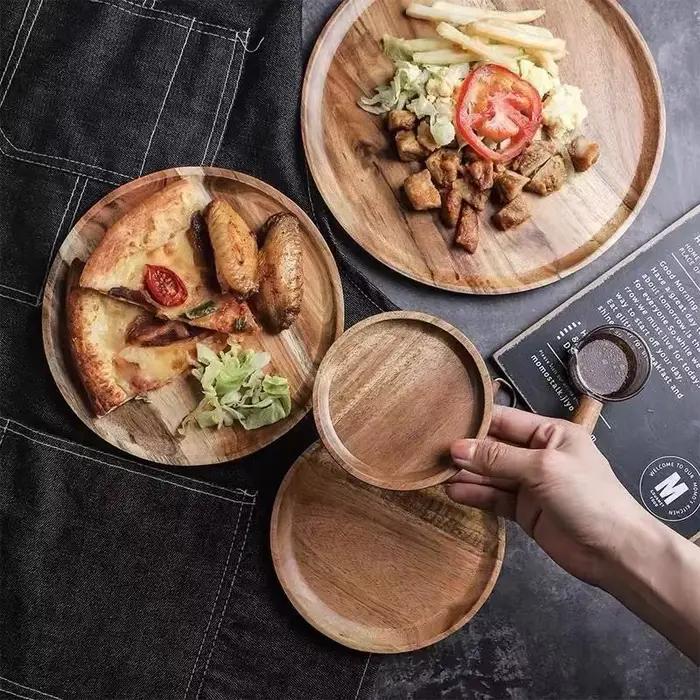 Nouvelle Assiette Ronde en Bois DIY 2026 de 15/20/25 cm pour le Thé, la Table, les Snacks, le Pain et les Fruits Secs