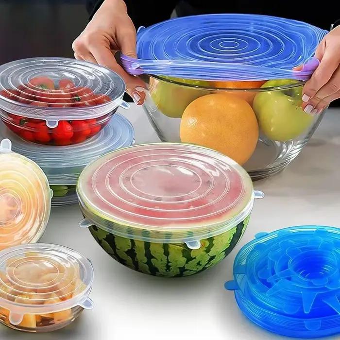 Couvercle en Silicone Rétractable Universel Réglable, Accessoire de Cuisine, 6 Pièces