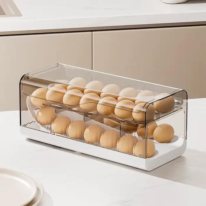 Conteneur de rangement pour œufs à double couche de grande capacité pour réfrigérateur