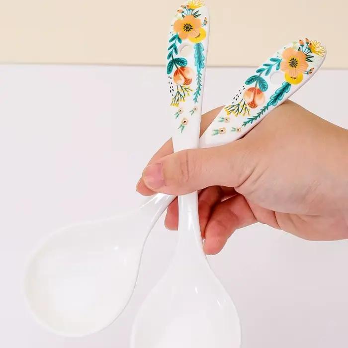 Cuillère en céramique japonaise, cuillère à soupe pour bouillie, vaisselle de table pour Restaurant, ustensiles de cuisine ménagers, accessoires de salle à manger, nouveau