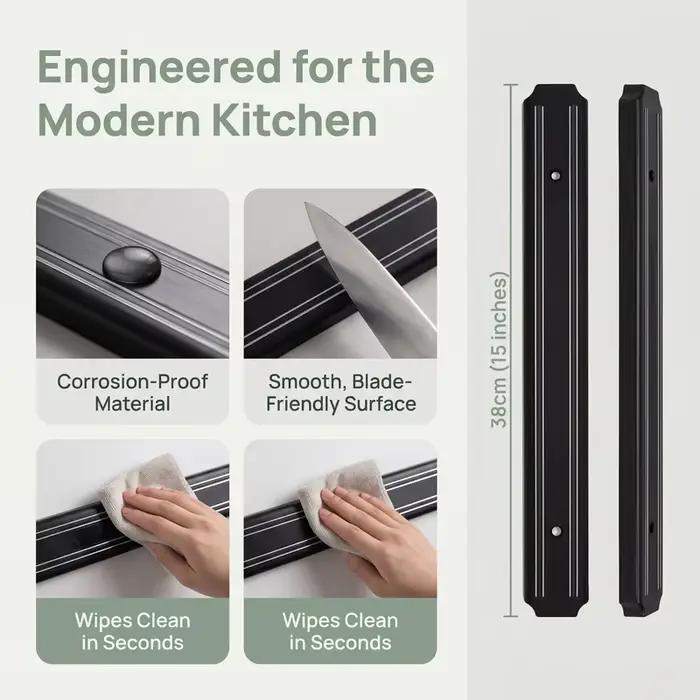 Porte-couteaux magnétique pour cuisine, support mural magnétique pour couteaux, support de rangement magnétique pour couteaux absorbant l'aimant, outil de rangement