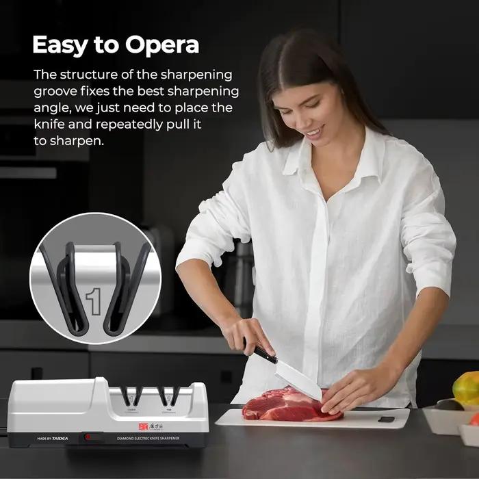Aiguiseur de couteaux électrique abrasif 100% diamant pour cuisine haute performance restaurant rapidement la tranchante des lames occasions quotidiennes et spéciales
