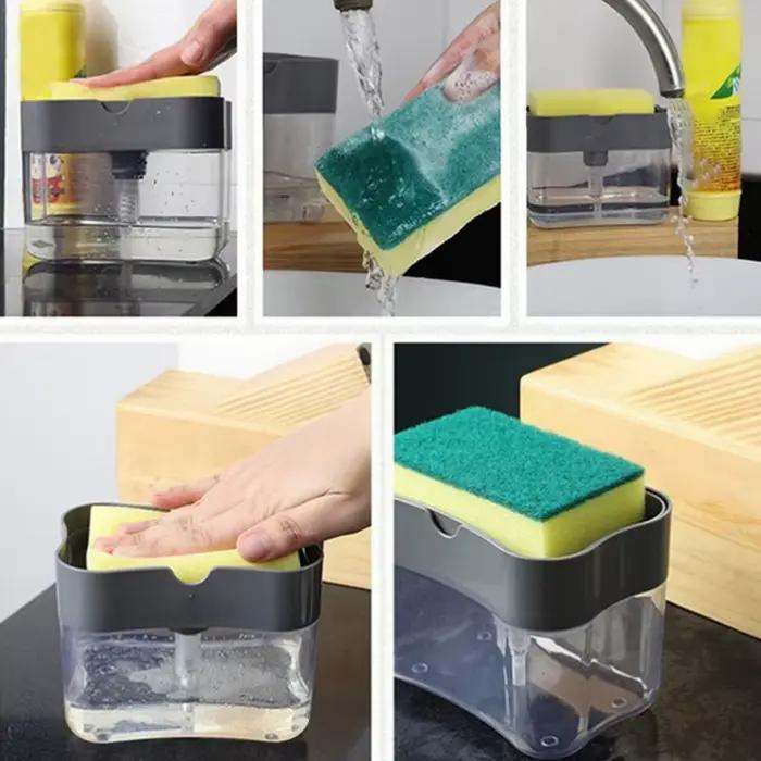Presse à détergent de cuisine, distributeur de savon Portable, Pak, chiffon propre, Pot de vaisselle, distributeur de savon, outil de nettoyage