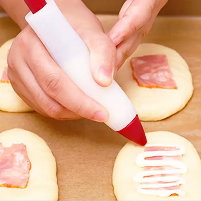 Ensemble de stylos à gaufrage en Silicone, 1 pièce, stylo d'écriture crème au chocolat, bouche de gaufrage, cuisson de gâteaux, biscuits, Dessert, stylo décoratif