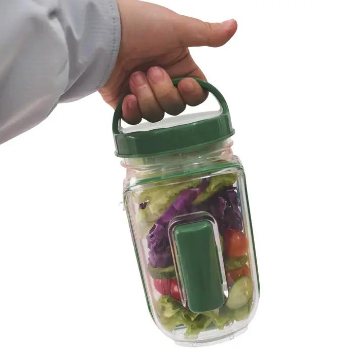 Boîte à salade étanche avec compartiment latéral et pot à vinaigrette pour la cuisine