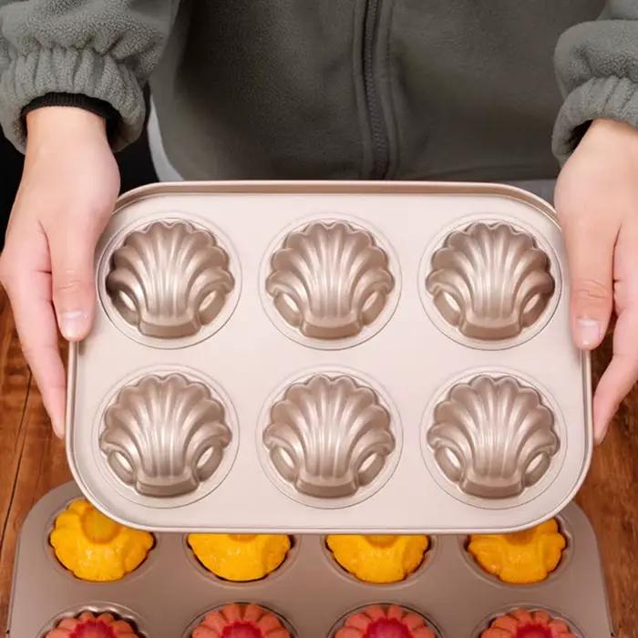 Moule à madeleines antiadhésif 6/12 cavités en acier au carbone