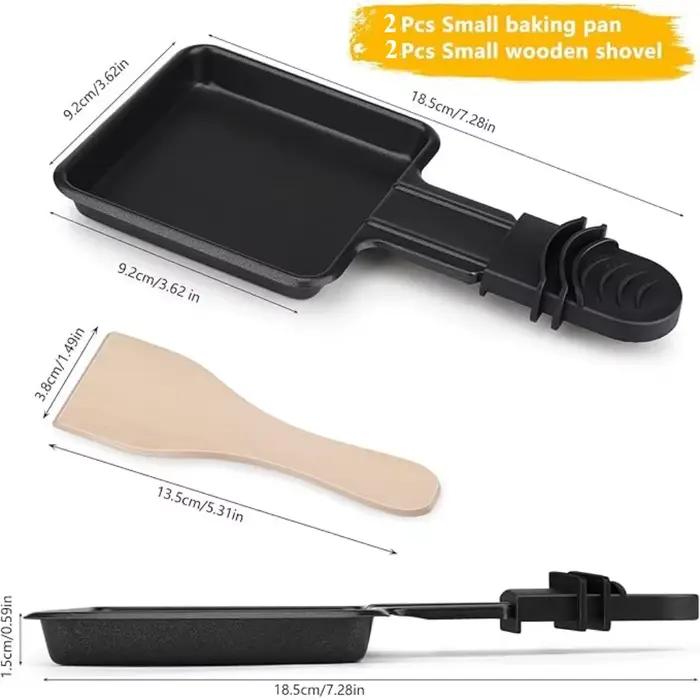 2 pièces Mini poêle à Raclette ensemble antiadhésif multi-fonction universelle électrique fromage oeufs gril