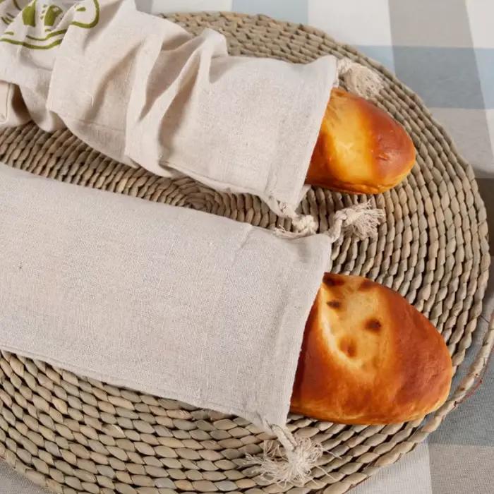 Sac à pain en lin, sacs réutilisables pour pain
