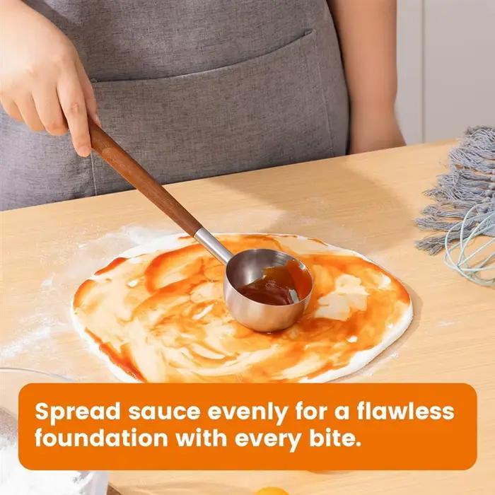RALCA-ensemble d'épluchage de Pizza 4 pièces en aluminium, spatule en métal avec manche en bois pliable, cuillère à Sauce et cou