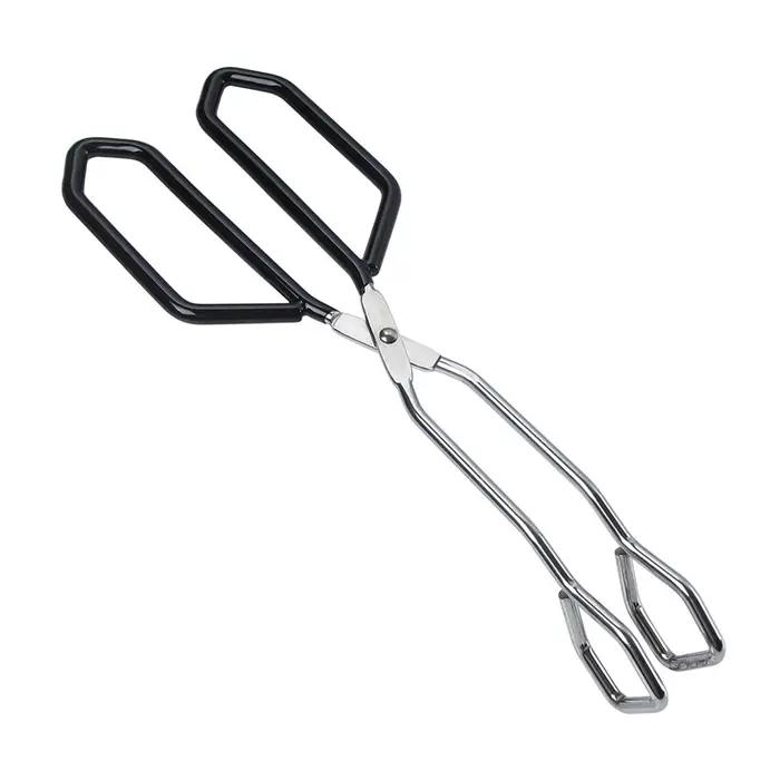 Pinces à ciseaux en acier inoxydable, avec poignée enveloppante, pince à pain coudée pour barbecue, gâteau à griller, 11 pouces, sûres et résistantes à la chaleur