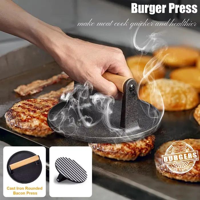 Presse à hamburger à Steak en fonte ronde rectangulaire non revêtue