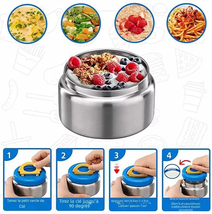 Pot alimentaire isolé sous vide à soupe thermique de 8oz à large bouche pour aliments chauds et froids