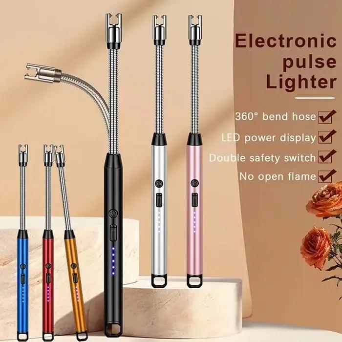 Briquet Plasma Électrique Sans Flamme Rechargeable par USB, Bougie, BBQ, Cuisinière à Gaz, Pistolet de Ville, pour Camping, Cuisine