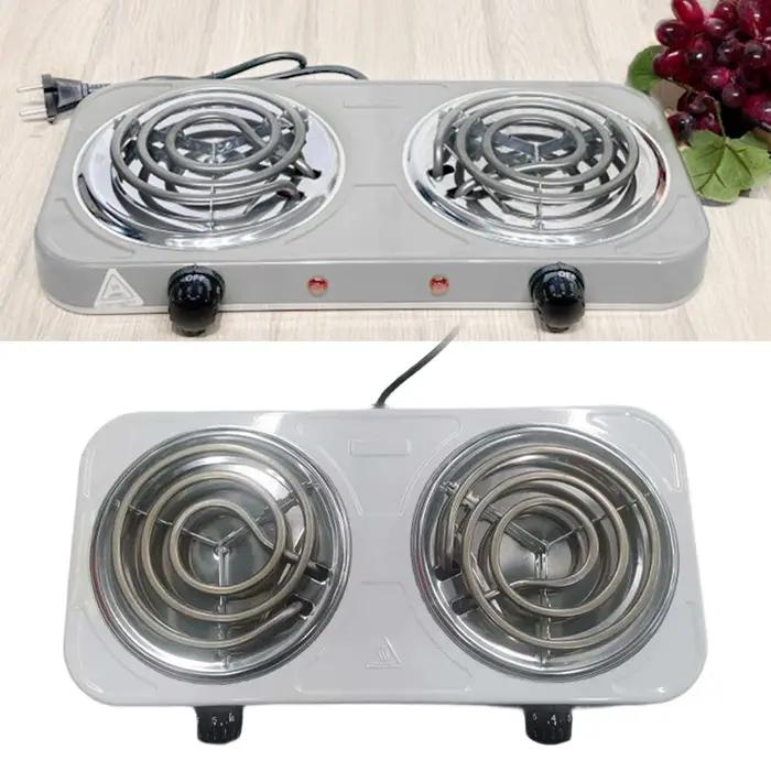 Table de cuisson électrique double brûleur en acier inoxydable avec thermostat