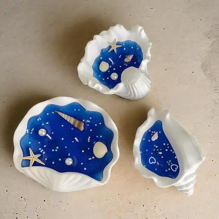 Moule de stockage en plâtre en forme d'étoile de mer, bol de conque de pétoncle, moule de vase à bougie, moules en silicone béton pour élection, résine xy bricolage