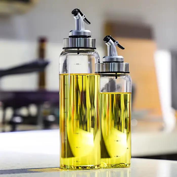 Distributeur d'assaisonnement de cuisine, bouteille de Sauce, bouteilles de rangement en verre pour huile et vinaigre, outils de cuisine créatifs, accessoires