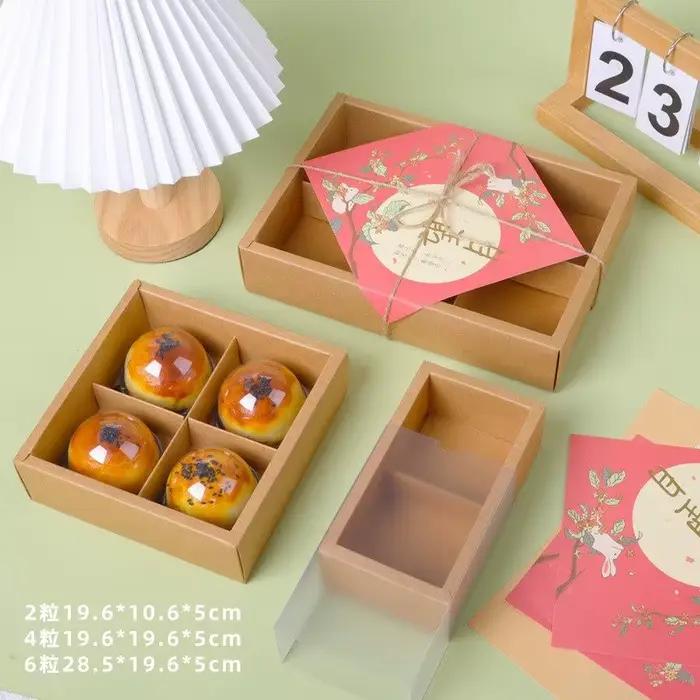 Boîte d'emballage transparente conviviale rée pour jaune d'œuf, étui à gâteau de lune, grille 2, 4/6, festival de la mi-automne, 5 pièces