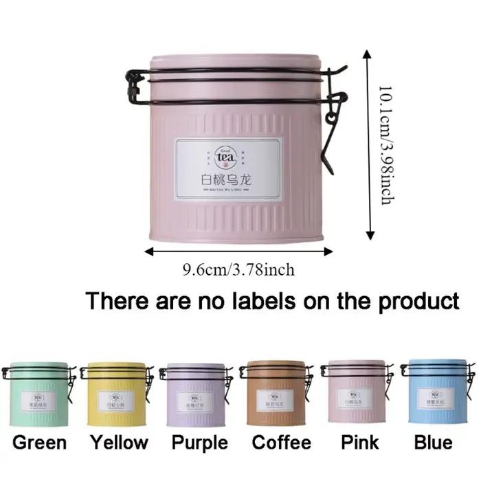 Boîte à thé pratique en fer blanc avec couvercle hermétique, pot de rangement pour thé, boîte à café, pot à bonbons rond, pour le voyage