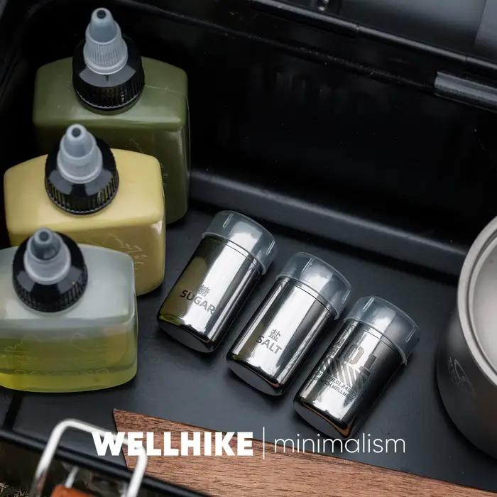 Ensemble de mini-bouteilles à épices WELLHIKE, salière et sucrier portables pour le camping et la randonnée en plein air, récipient à épices hermétique