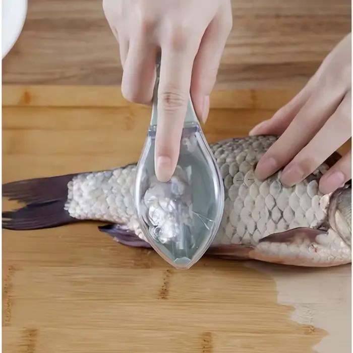 Écailleur de poisson rapide en plastique avec couvercle