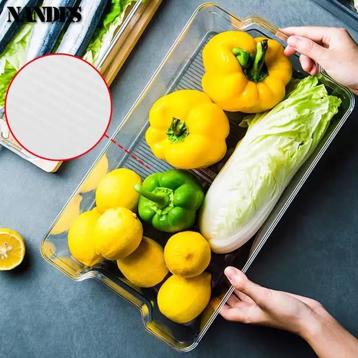 Bacs de rangement pour réfrigérateur, boîte de rangement des aliments empilable avec poignée, outil d'organisation de garde-manger en plastique transparent pour congélateur