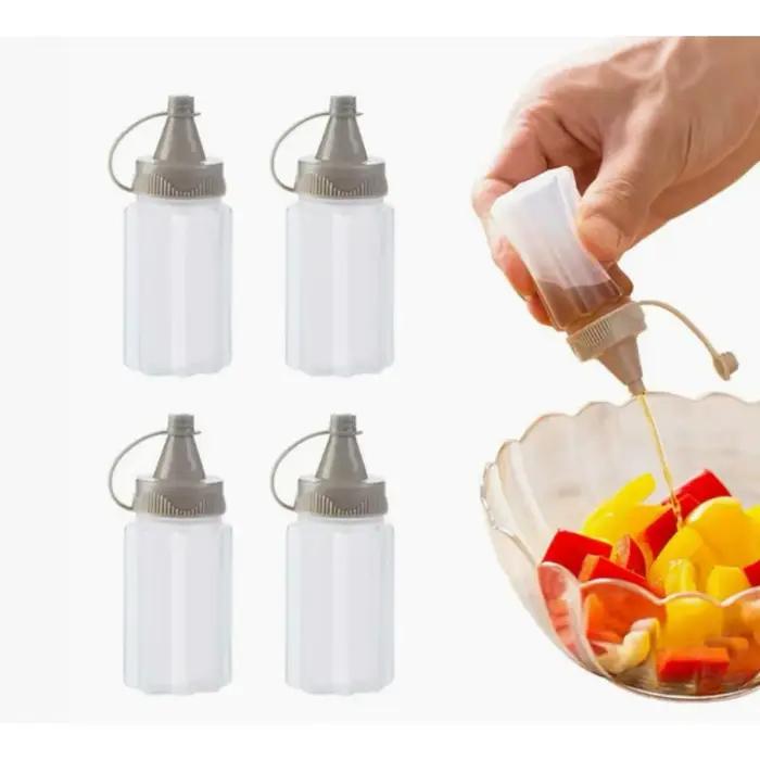4pc Camping cuisine PE Sauce assaisonnement bouteille à presser bouteille d'embouteillage d'huile BBQ confiture pique-nique boîte à déjeuner salade Dressing voyage en plein air