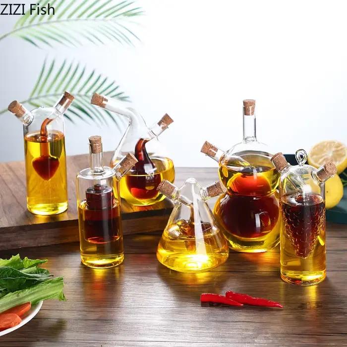 Bouteille en verre à double couche pour condiments et assaisonnement, bocaux scellés, outils de cuisine, stockage d'huile et de