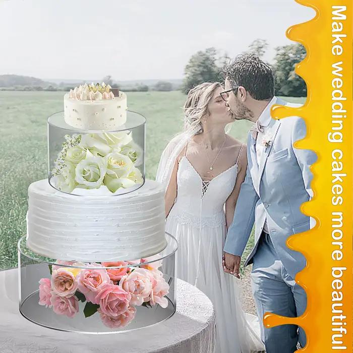 Présentoir à Gâteaux en Acrylique pour Mariage et Anniversaire, 2 Pièces, Base Transparente