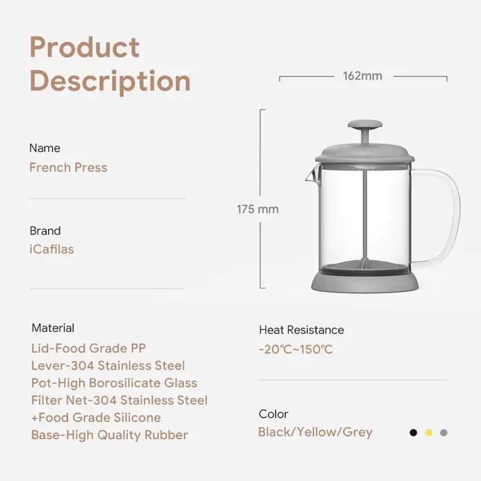 Icafilas-Cafetière à Pression Française