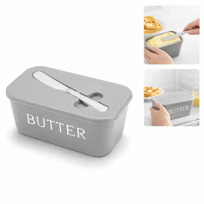 Boîte à beurre avec couvercle et couteau, boîte de rangement scellée pour restaurant, boîte à fromage avec couteau, trancheuse à beurre, beurrier pour service de table élégant et facile d'entretien occasions quotidiennes et festives