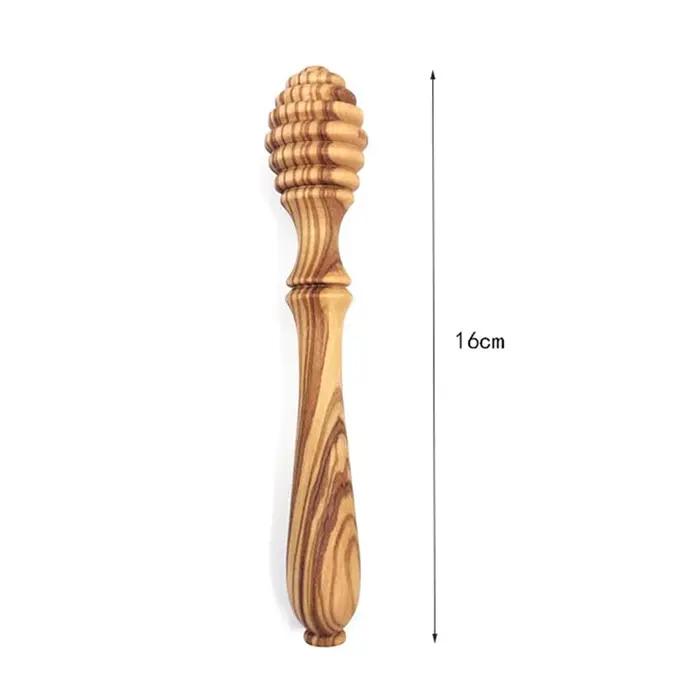 Y51A-distributeur de miel en bois d'olive 2 pièces-ensemble de trempette