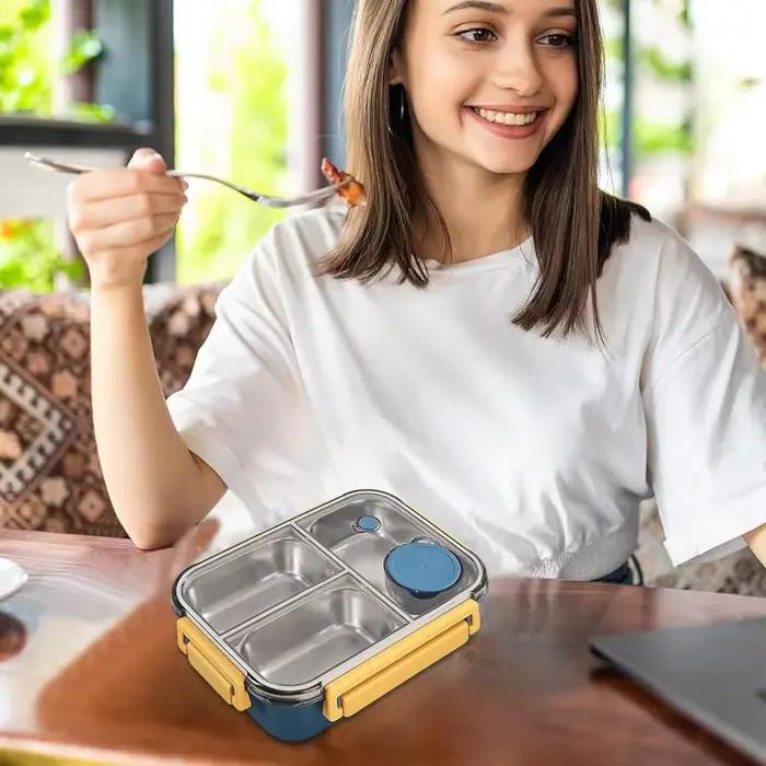 Boîte à déjeuner en acier inoxydable 800ml avec compartiments étanches pour enfant et adulte, idéale pour le transport de repas chauds et collations, disponible en plusieurs couleurs