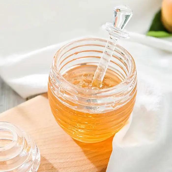 Pot de miel créatif en nid d'abeille avec bâton d'agitation