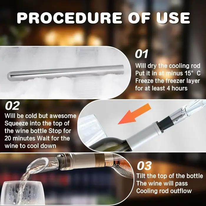 Bâton de refroidissement de vin en acier inoxydable bleu rapide et efficace pour bar et occasions spéciales