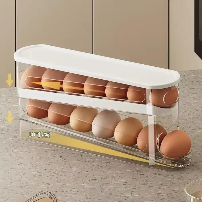 Boîte de rangement d'œufs de réfrigérateur bicouche