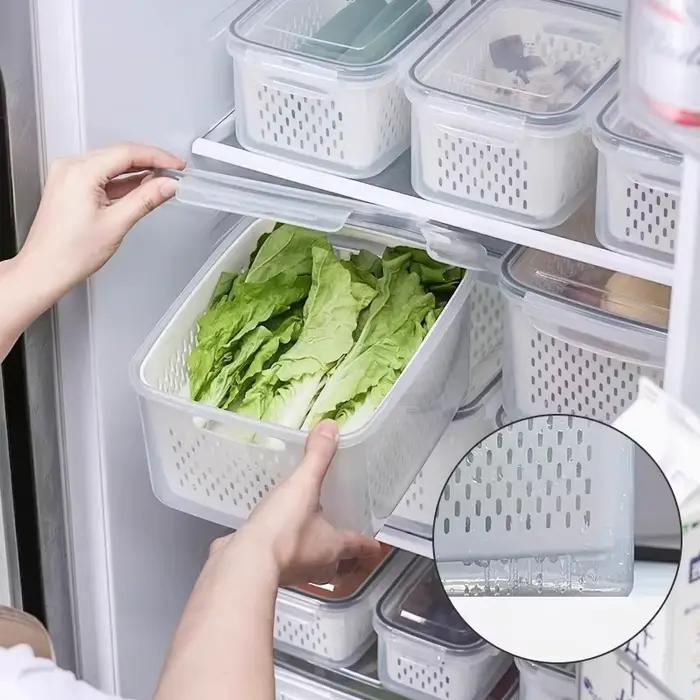 Contenants de stockage de fruits hermétiques avec passoire amovible pour réfrigérateur et congélateur pour conserver fruits et légumes frais longtemps