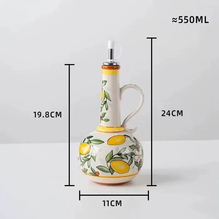 Distributeur d'huile d'olive sans BPA sous glaçure en céramique gaufrée
