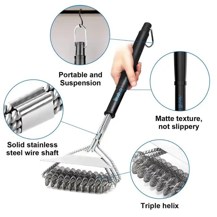 Ensemble de brosse et grattoir pour grill, outil de nettoyage efficace et résistant pour barbecue Weber et autres types de grills, idéal pour les fêtes et les moments familiaux