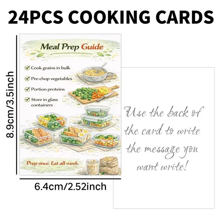 24 cartes de recettes de cuisine avec liste d'épicerie et conseils sur l'alimentation saine