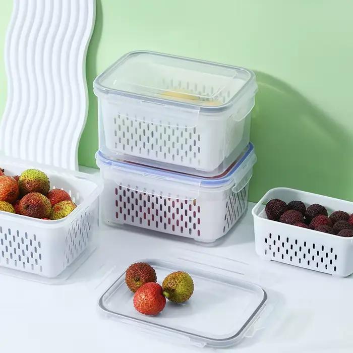 Contenants de stockage de fruits hermétiques avec passoire amovible pour réfrigérateur et congélateur pour conserver fruits et légumes frais longtemps