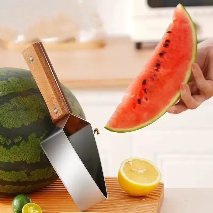 Coupe-pastèque 2 en 1, coupe-fruits à économie d'effort avec ouvre-bouteille, en acier inoxydable, accessoires de cuisine innovants