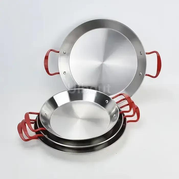 Poêle à paella espagnole en acier inoxydable