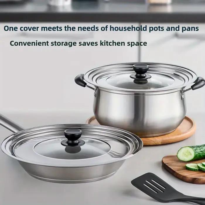 Couvercle universel en acier inoxydable pour casserole et poêle, couvercle de casserole adapté aux ustensiles de cuisine de 8.66 à 1. pouces, couvercle de poêle avec bouton